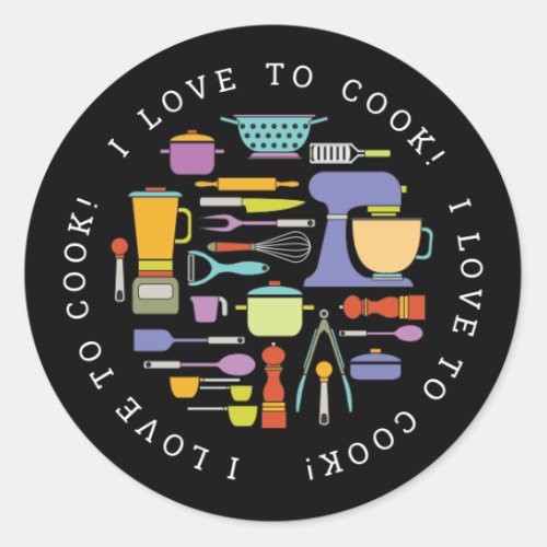 Cooking Equipment Gadgets  Utensils Pattern Classic Round Sticker