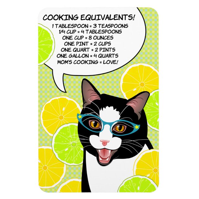 Cooking Equivalents Kitchen Cat Helper Magnet (Vertical)