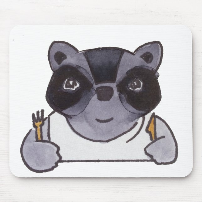 Cooking Food Dinner Cute Raccoon Mouse Pad (Front)