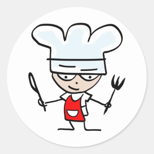 Cooking gifts with funny cartoon _ Humorous design Classic Round Sticker