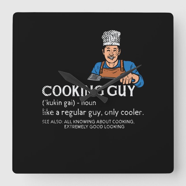 Cooking Guy Definition Square Wall Clock (Front)