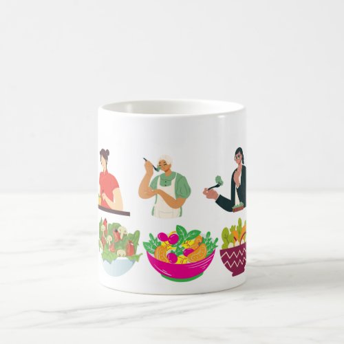 Cooking Healthy Green Salad Chef Eating Food Coffee Mug