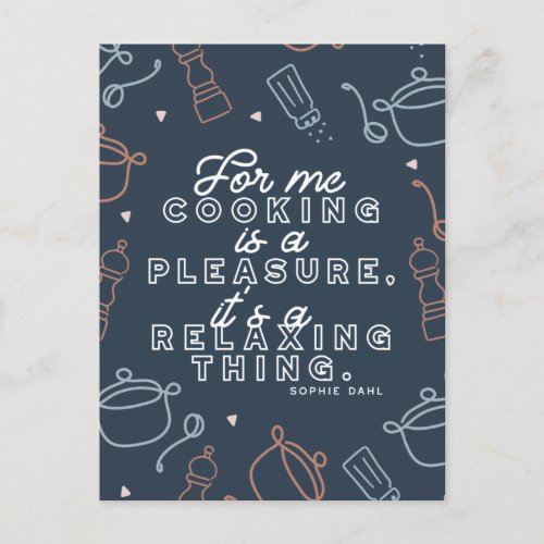 Cooking is a Pleasure Thing Typography Postcard