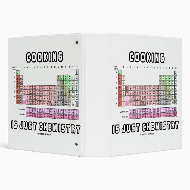 Cooking Is Just Chemistry Periodic Table Humor 3 Ring Binder (Background)