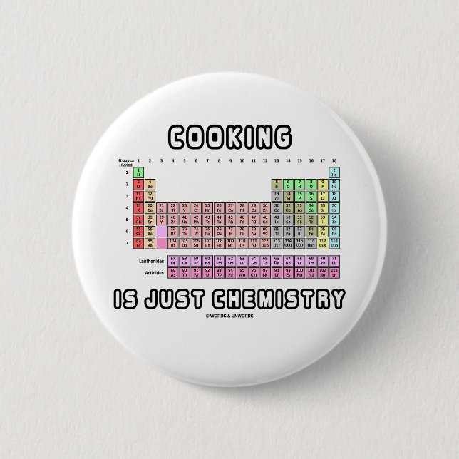 Cooking Is Just Chemistry (Periodic Table) Pinback Button (Front)