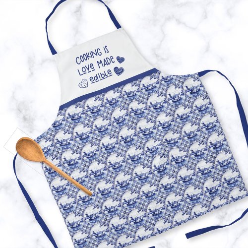 Cooking Is Love Made Edible Delft Blue Dutch Apron