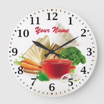 Cooking Kitchen Personalizable Wall Clock by NiceTiming at Zazzle