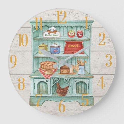 Cooking Kitchen Personalize Rustic  Large Clock