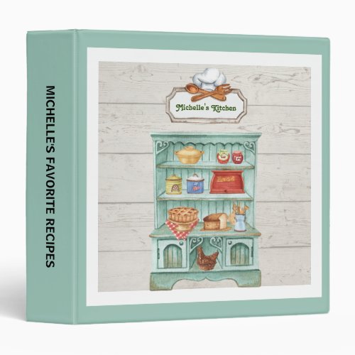 Cooking Kitchen Personalize Rustic Recipe   3 Ring Binder