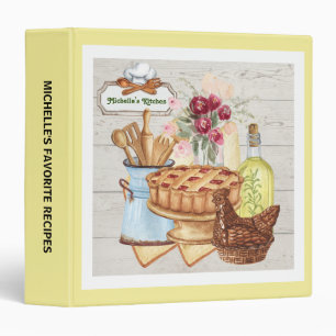 Cooking Kitchen Personalize Rustic Recipe    3 Ring Binder