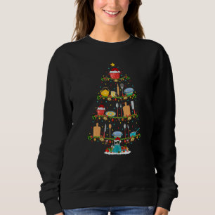 Cooking Lights Xmas Santa Cooking Christmas Tree Sweatshirt