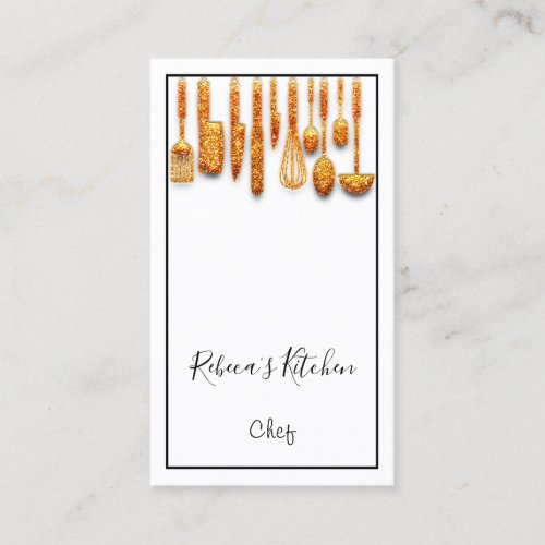 Cooking Logo Chef Restaurant  Kitchen Knife White Business Card