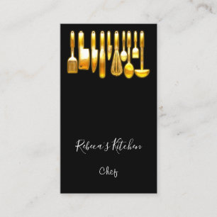 Cooking Logo Chef Restaurant Kitchen Knifes Black Business Card