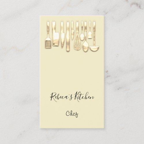 Cooking Logo Chef Restaurant Kitchen Yellow Gold Business Card