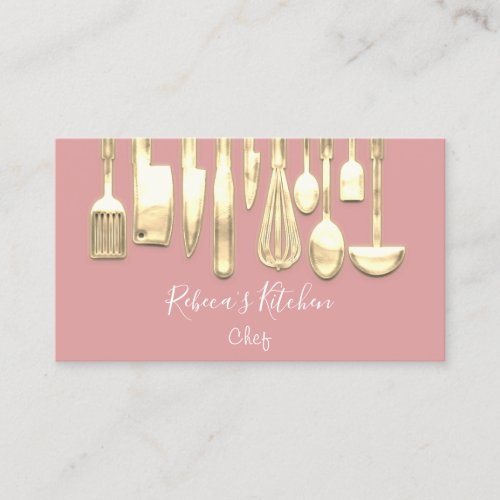 Cooking Logo Chef Restaurant Stylish Knifes Rose Business Card