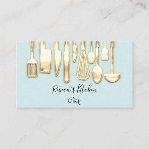 Cooking Logo Chef Restaurant Stylish Knifes Water Business Card