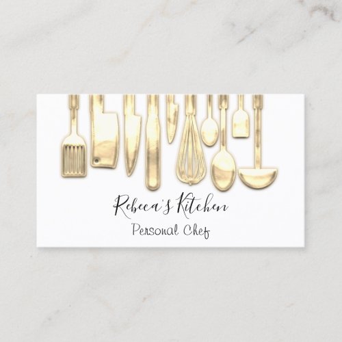 Cooking Logo Chef Restaurant Stylish Knifes White Business Card
