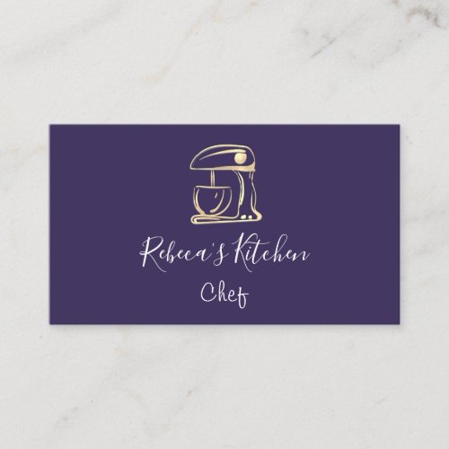 Cooking Logo Robot Mixer Chef Rose Blue NavyGold  Business Card