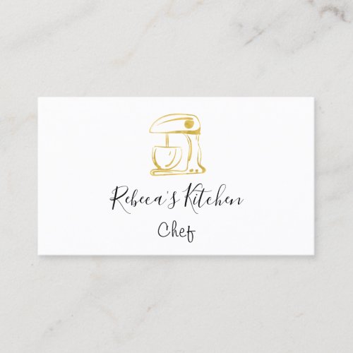 Cooking Logo Robot Mixer Chef Sweets Bakery Gold Business Card