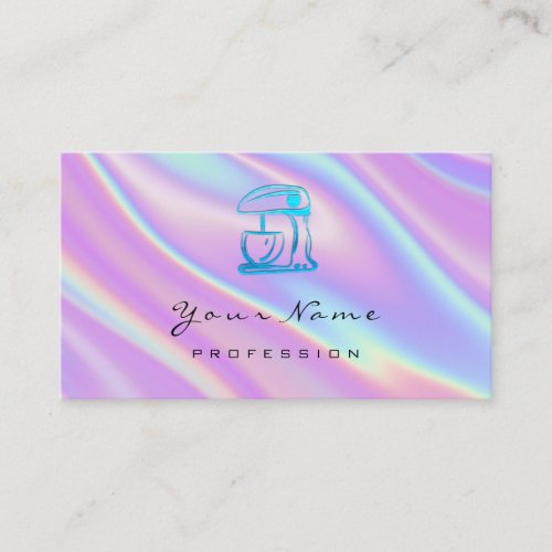 Cooking Logo Robot Mixer Holographic Chef Bakery  Business Card