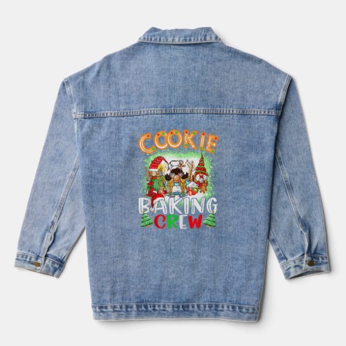Cooking Lover Christmas Gnomes Cookie Baking Crew  Denim Jacket
