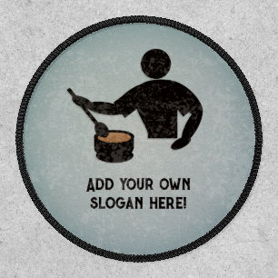 Cooking Motif on Grunge Background - Gray / Black Patch