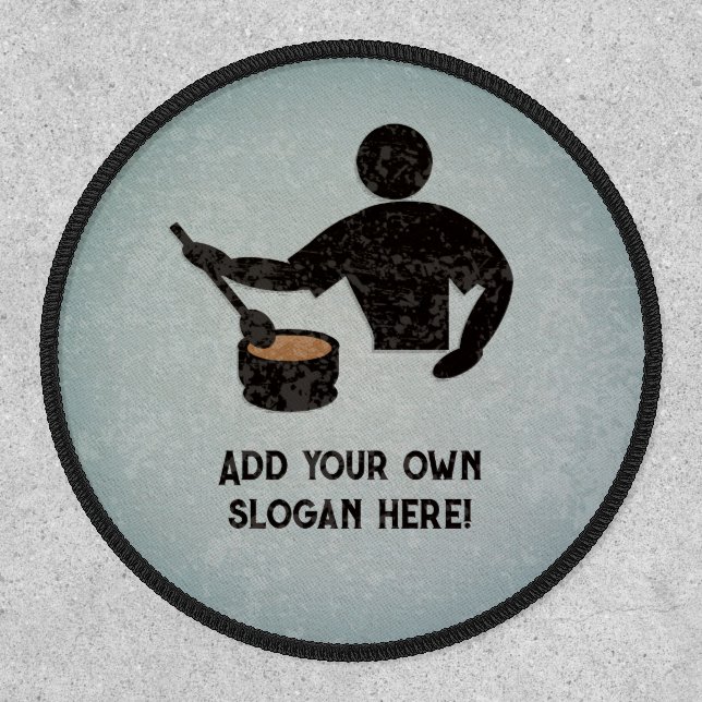 Cooking Motif on Grunge Background - Gray / Black Patch (Front)