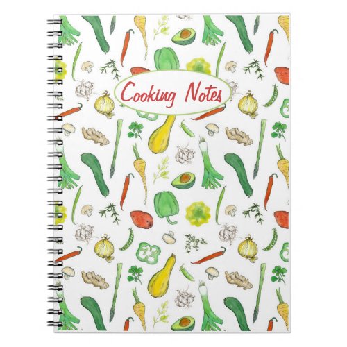 Cooking Notes Fresh Vegetables Watercolor Drawing Notebook