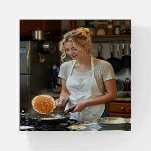 Cooking Pancakes Photo Customize Paperweight