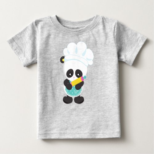 Cooking Panda Baking Panda Apron Rolling Pin Baby T_Shirt