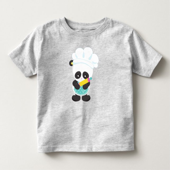 Cooking Panda, Baking Panda, Apron, Rolling Pin Toddler T-shirt (Front)