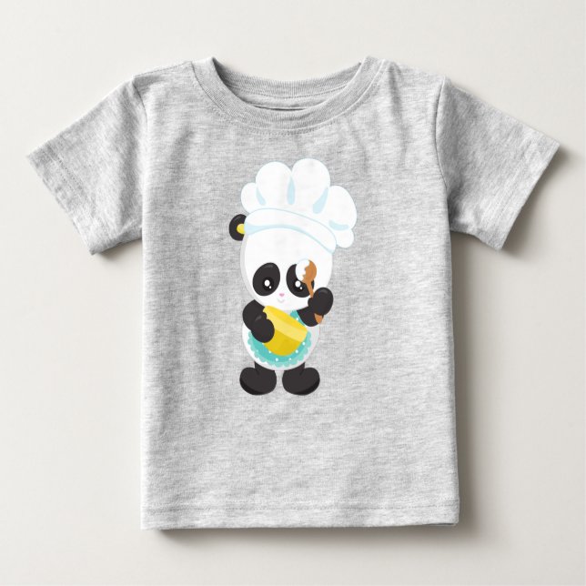Cooking Panda, Baking Panda, Apron, Whisking Bowl Baby T-Shirt (Front)