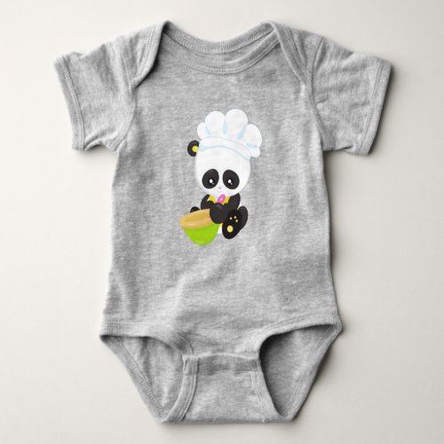 Cooking Panda Baking Panda Cute Panda Bowl Baby Bodysuit