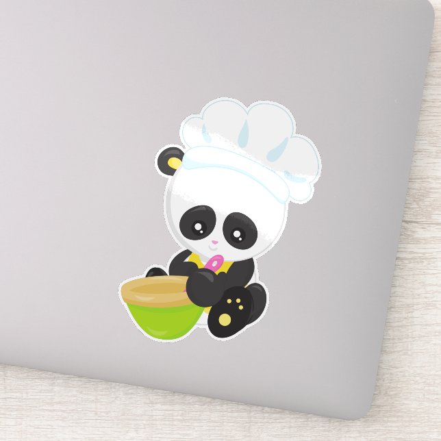 Cooking Panda, Baking Panda, Cute Panda, Bowl Sticker (Detail)