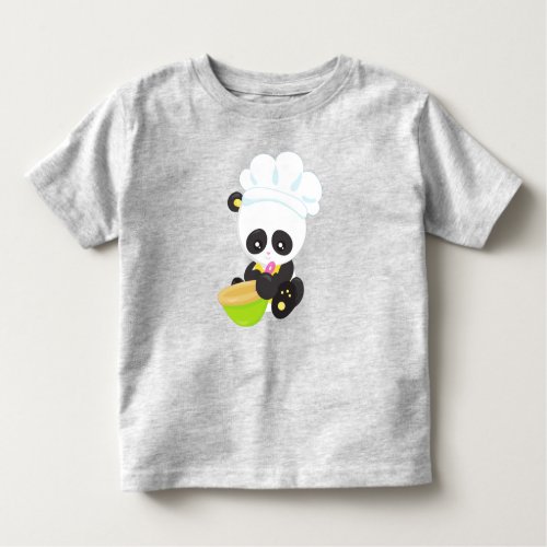 Cooking Panda Baking Panda Cute Panda Bowl Toddler T_shirt