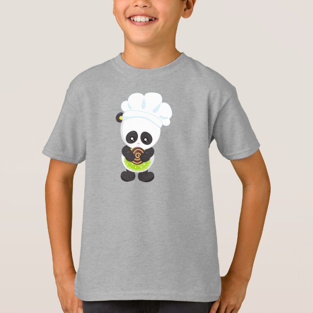 Cooking Panda, Baking Panda, Panda With Cookie T-Shirt (Front)