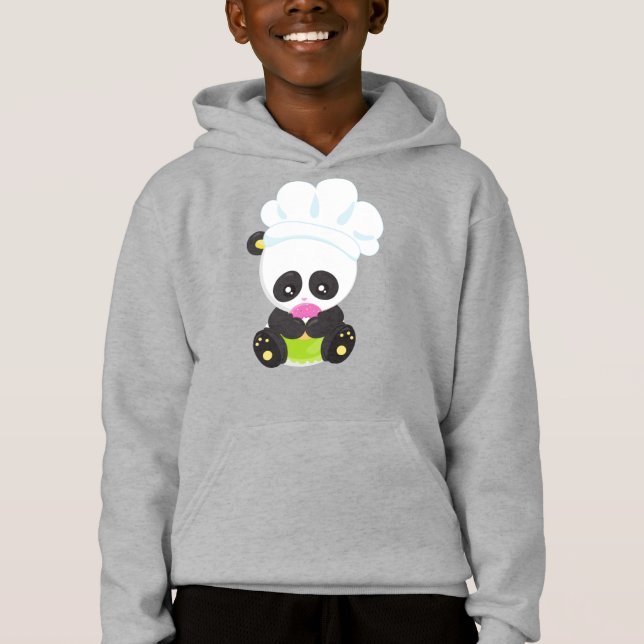 Cooking Panda, Baking Panda, Panda With Donut Hoodie (Front)