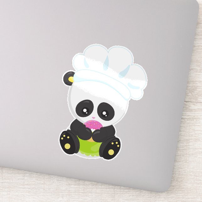 Cooking Panda, Baking Panda, Panda With Donut Sticker (Detail)