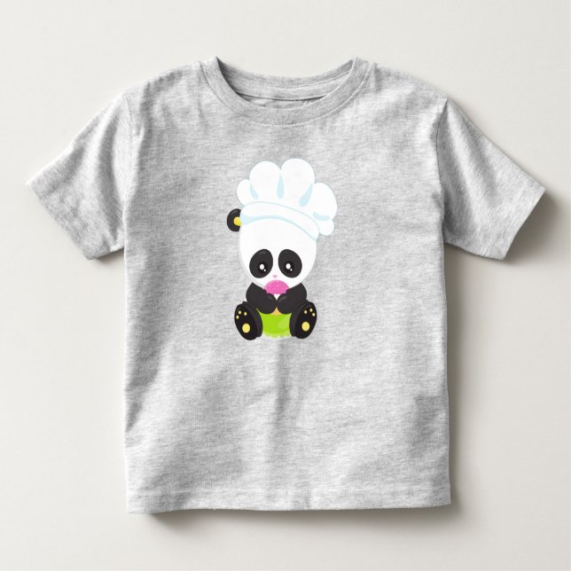 Cooking Panda, Baking Panda, Panda With Donut Toddler T-shirt (Front)