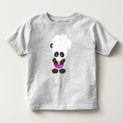 Cooking Panda Baking Panda Panda With Pie Apron Toddler T_shirt