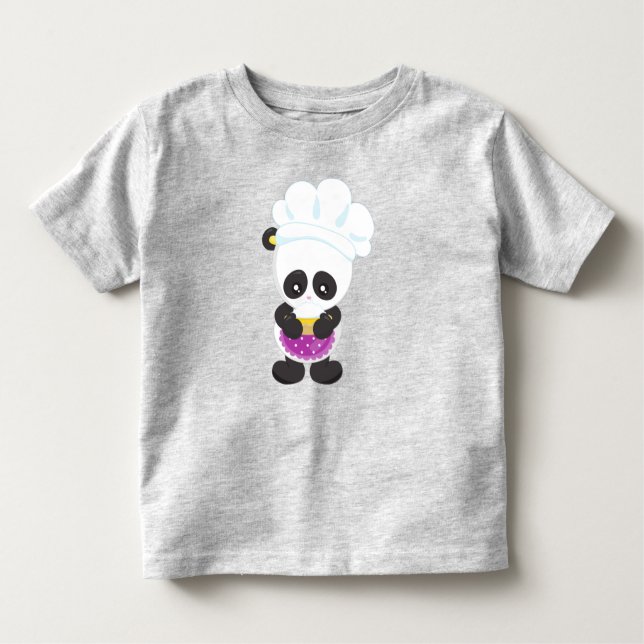 Cooking Panda, Baking Panda, Panda With Pie, Apron Toddler T-shirt (Front)