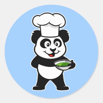 Cooking Panda Classic Round Sticker by cuteunion at Zazzle