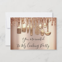 Cooking Party Chef Kitchen Rose Gold Drips Metal