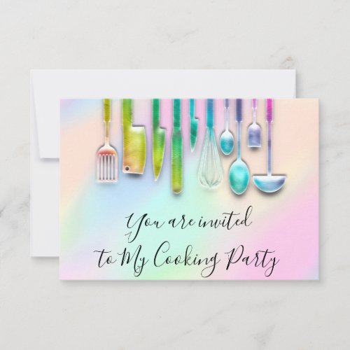 Cooking Party Chef Restaurant Kitchen Holograph Invitation