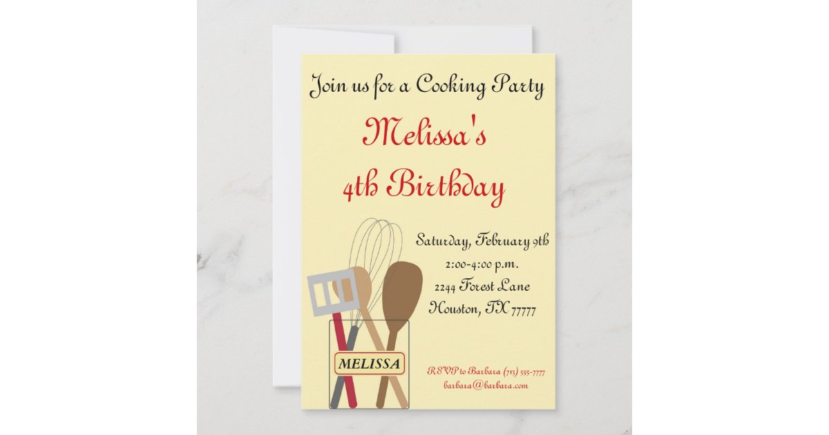 Cooking Party Invitation | Zazzle