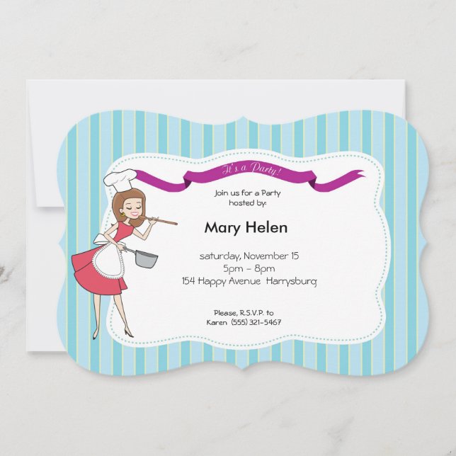 Cooking Party Pot Luck Personalized Invitation (Front)