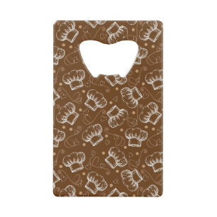 Cooking pattern with chef hat credit card bottle opener