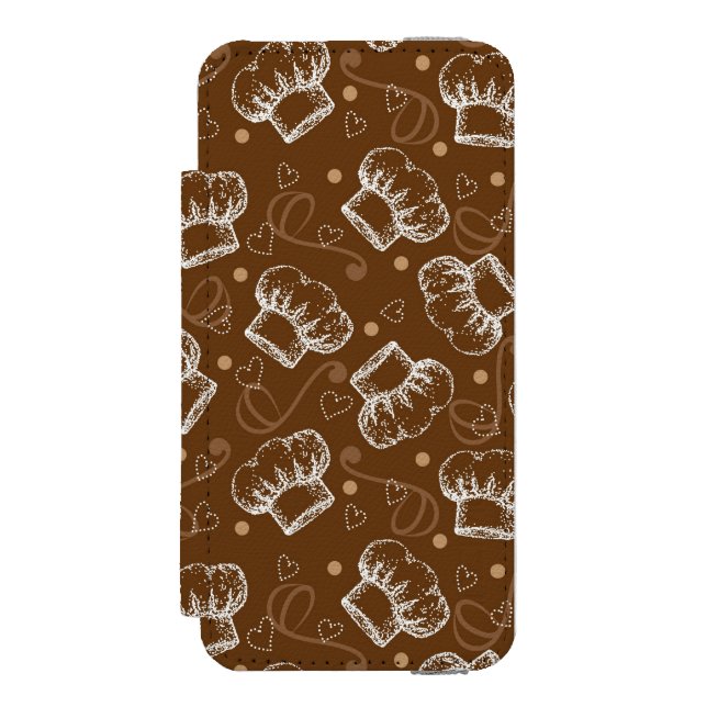 Cooking pattern with chef hat incipio iPhone wallet case (Folio Front)