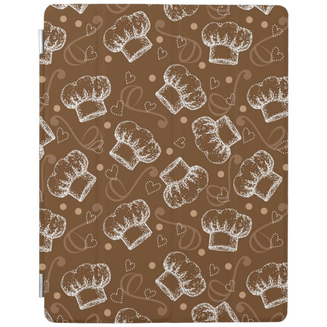 Cooking pattern with chef hat iPad smart cover (Front)