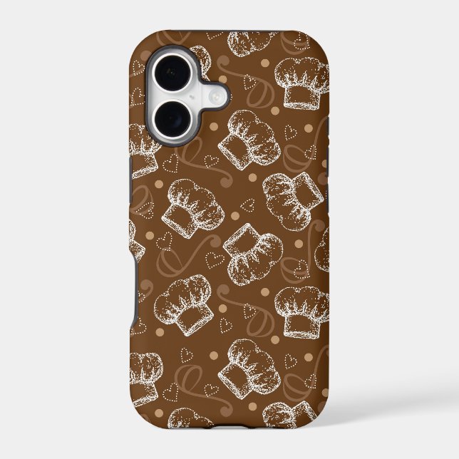 Cooking pattern with chef hat iphone case (Back)